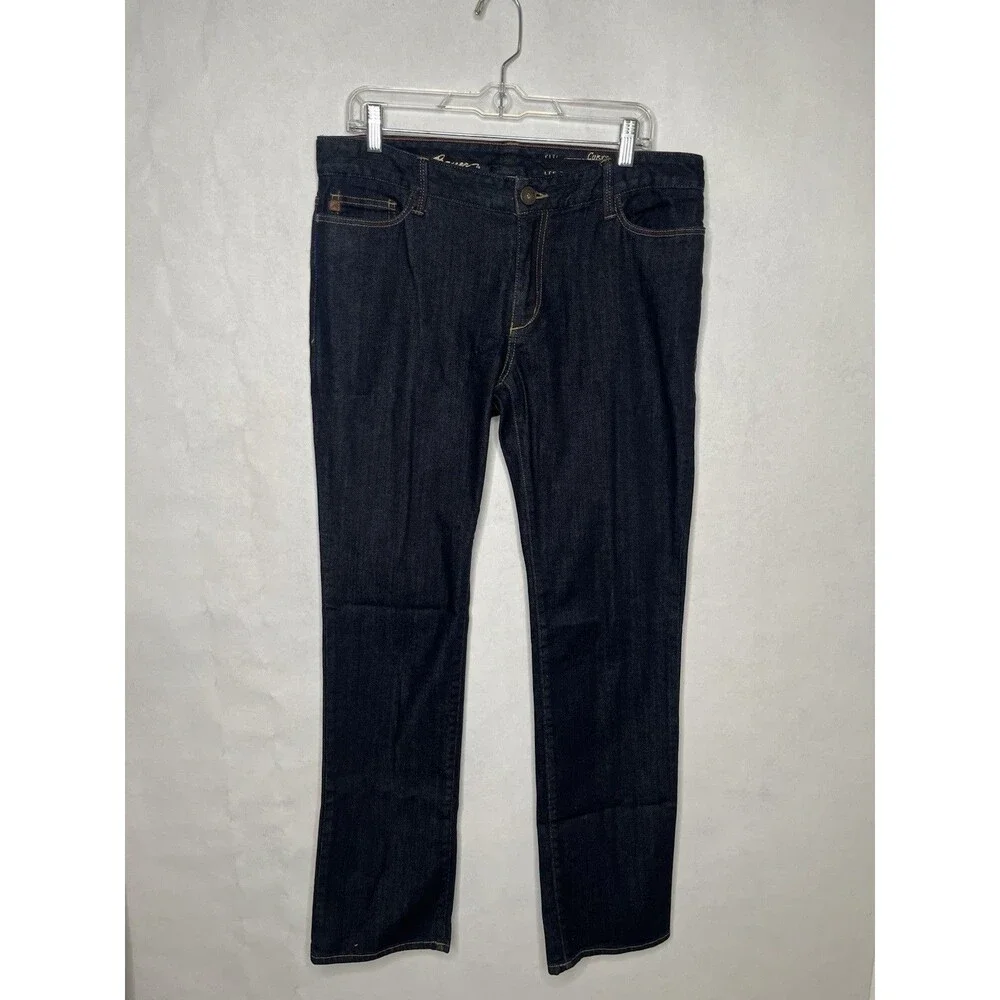 Eddie Bauer Jeans Women 12L Curve Slim Straight Long Tall Dark Wash